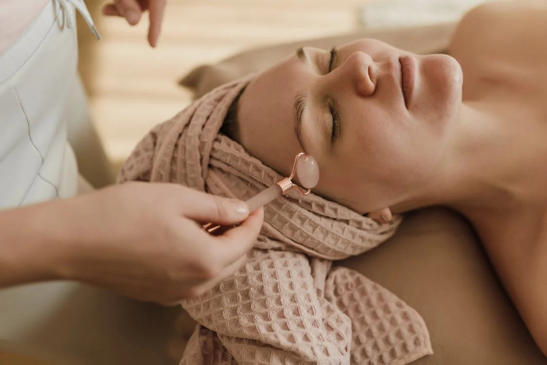 Wellness Face Massage Roller with Jade Stones Facial Massage Roller Bloom and Bliss 